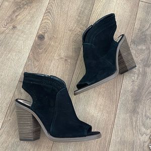 Vince Camuto Black Suede Peep Toe Heels